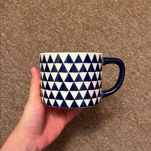 Indigo Blue Triangle Pattern Ceramic Mug
